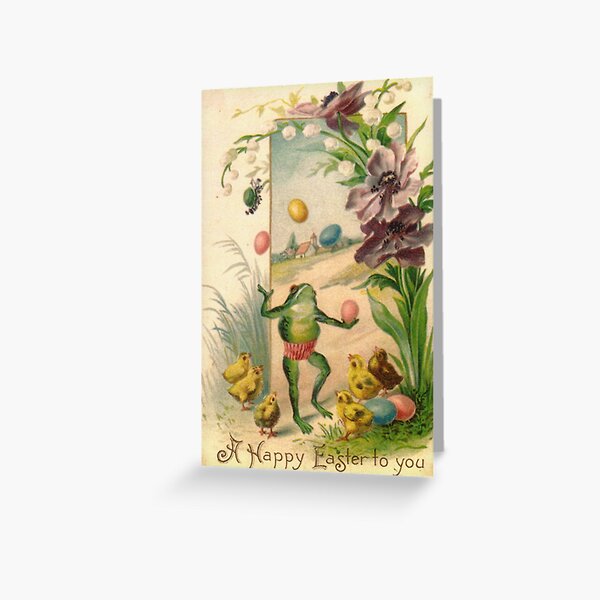 Item preview, Happy Easter frog designed and sold by Vintage Designs +.