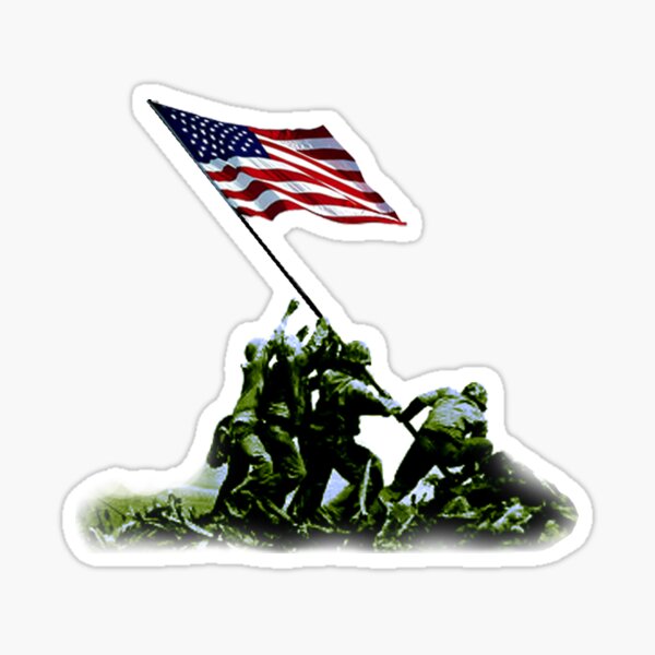 American War Flag. USA, Raising the Colours, Iwo Jima, America, Americana, WW2, WWII. Sticker