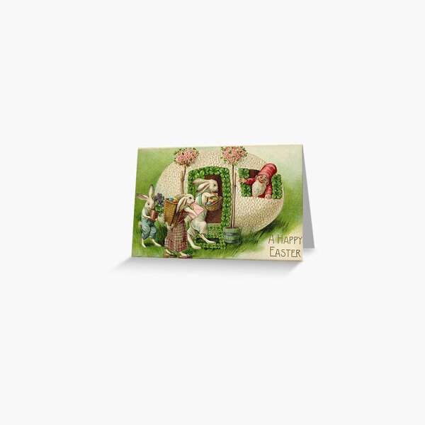 Item preview, A Happy Easter with white rabbits designed and sold by Vintage Designs +.