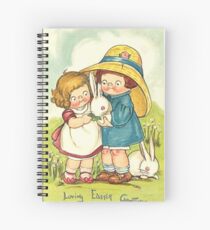 Vintage Kinder und Kaninchen Ostern Gruß Spiralblock