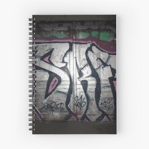 Item preview, Silvery, metallic graffiti spray on grungy door of residential building in Berlin, Germany  designed and sold by Reinvention.