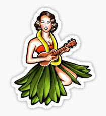 Vintage Hula Girl Sticker