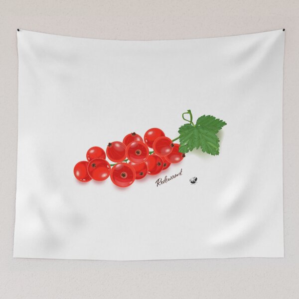 Item preview, Red currant on branch with green leaf designed and sold by Alexandra Kueny.