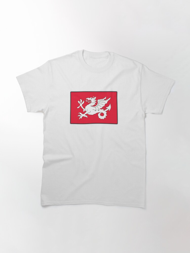 white shirt with red dragon