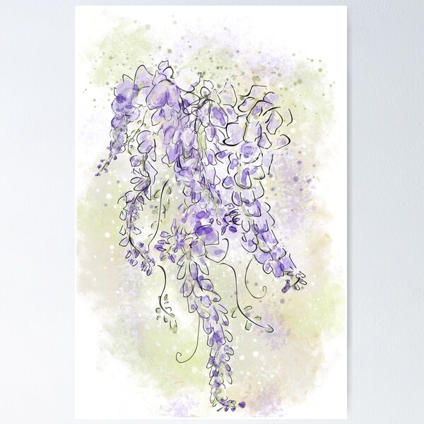 Item preview, Purple Wisteria Flowers Floral Design designed and sold by Clare Walker.
