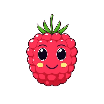 Artwork thumbnail, Cute Kawaii Raspberry, Cartoon Ripe Fruit by artskill2k17