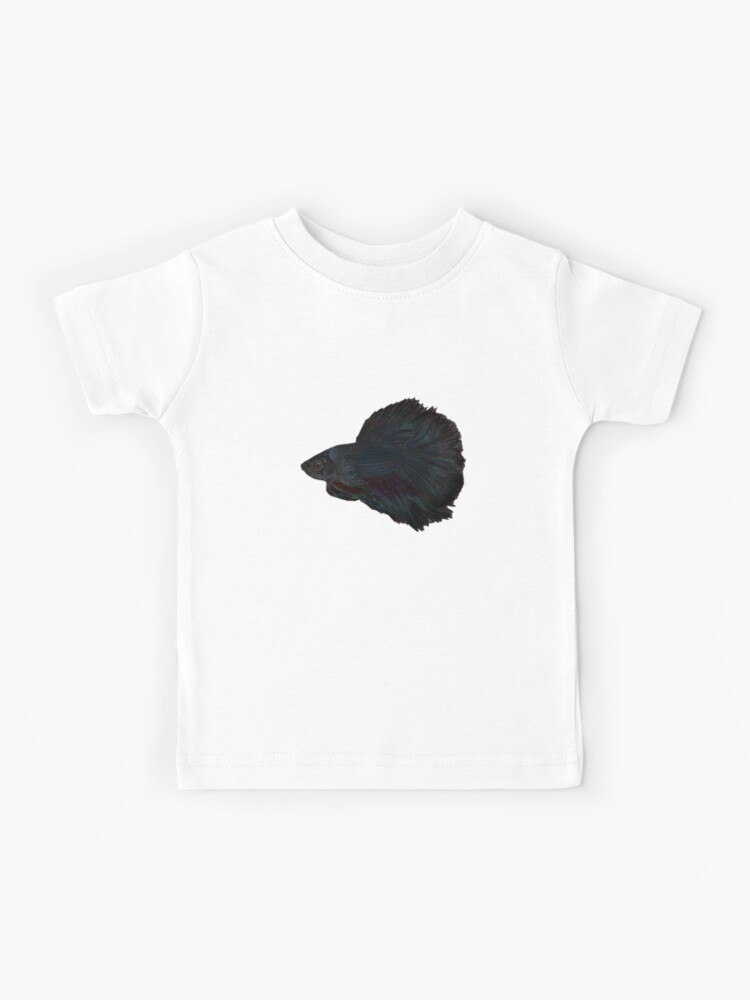 Black Betta Splendens fighting fish gift Kids T-Shirt by BornDesign