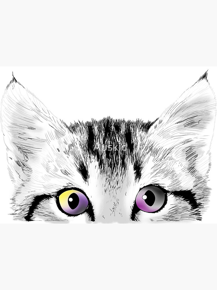 Impression Rigide Jeter Un œil A La Fierte Yeux Chat Par Auskid Redbubble