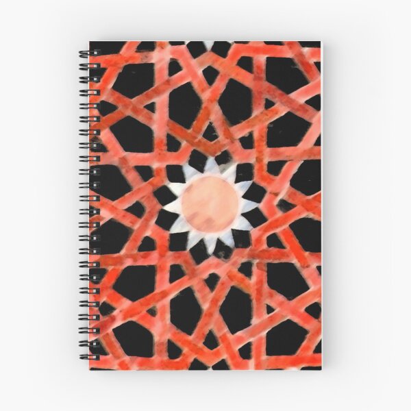 Item preview, RED SUN Turkish Abstract Geometric Motifs Hexagons in Black designed and sold by BulganLumini.