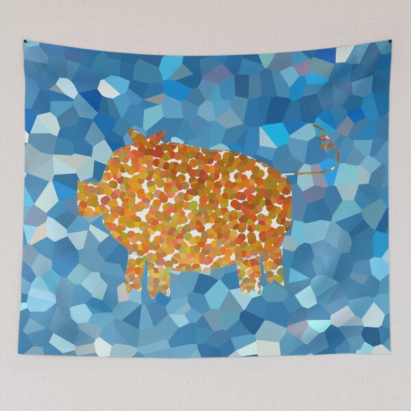 Aperçu de l'œuvre Année du Cochon 2019 - Cochon Jaune sur Aqua créée et vendue par ellenhenry.