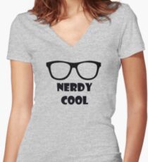 Nerdy Cool Women's Fitted V-Neck T-Shirt