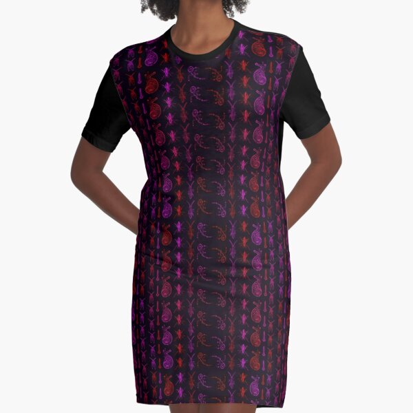 Neon Insect Stripes 2 Graphic T-Shirt Dress