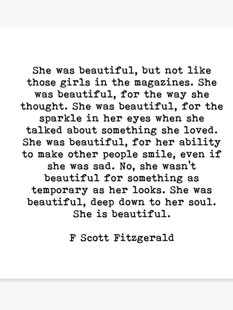 Great Gift for Book Lovers F 11x14 Unframed Typography Book Page Print Scott Fitzgerald She Was Beautiful