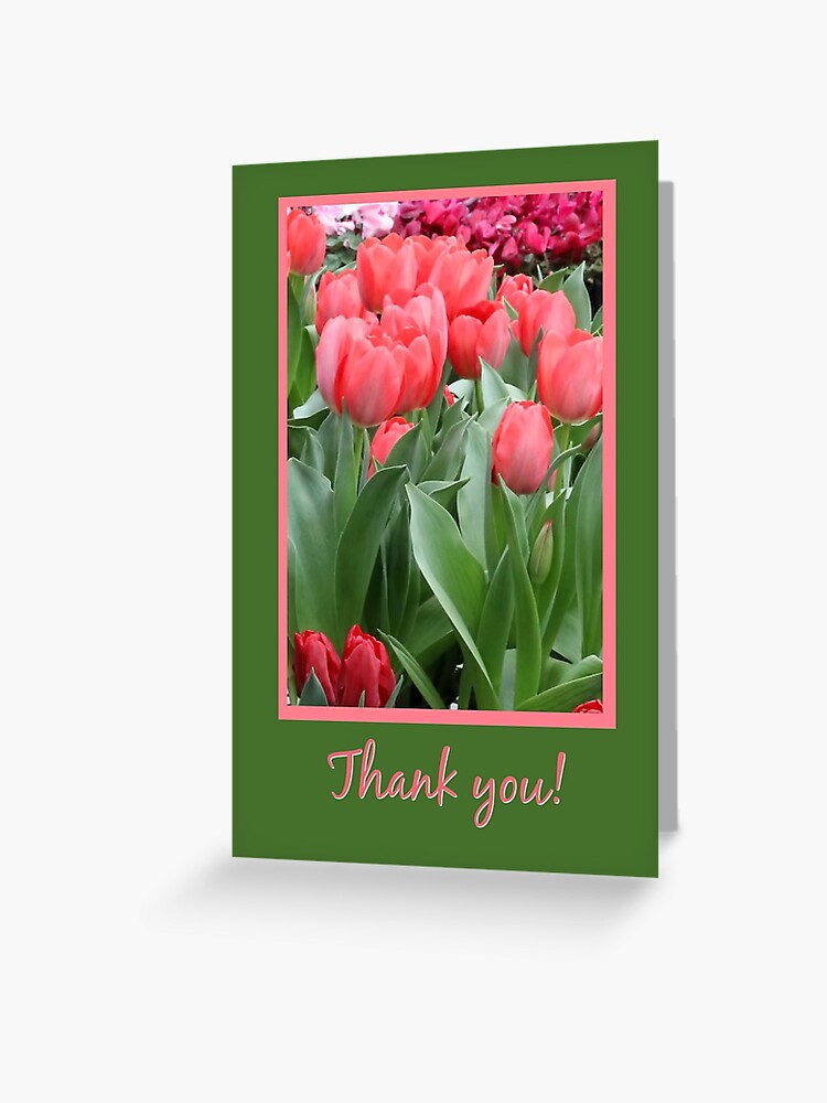 Carte De Vœux Belles Fleurs De Printemps Tulipe Merci Par Lazyl Redbubble