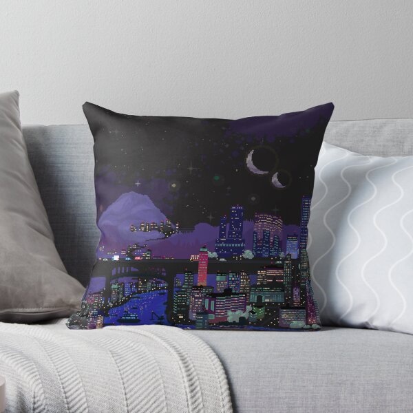Twin Moon Skyline Throw Pillow