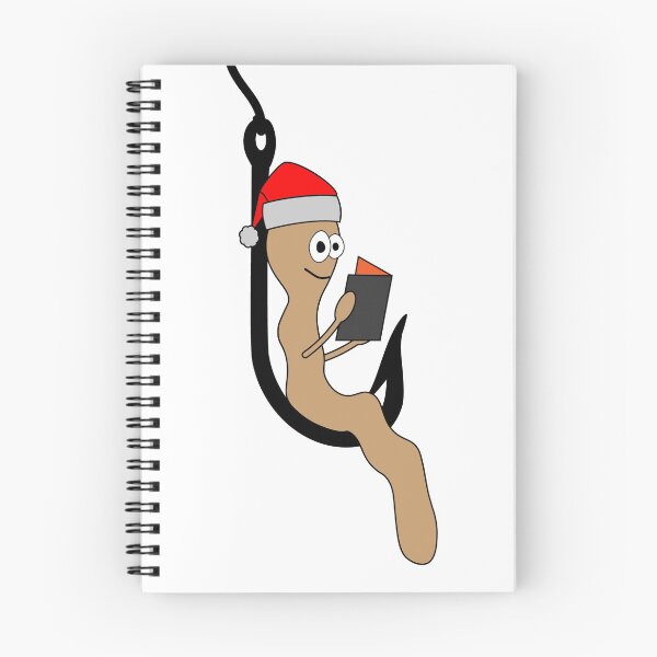 Item preview, Happy Christmas worm reads book on fishing hook designed and sold by dm4design.
