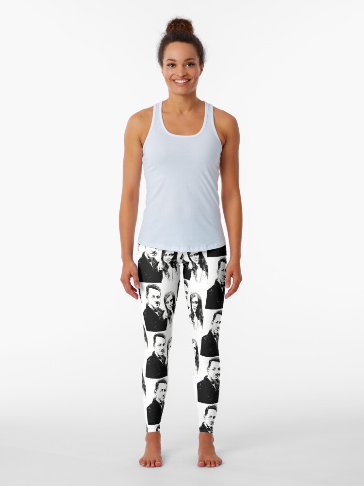 Clothing - Paint with Josh Yoga Leggings - White + Splatter Logo L