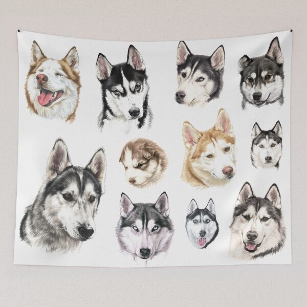 Item preview, Husky collage designed and sold by RozThompsonArt.