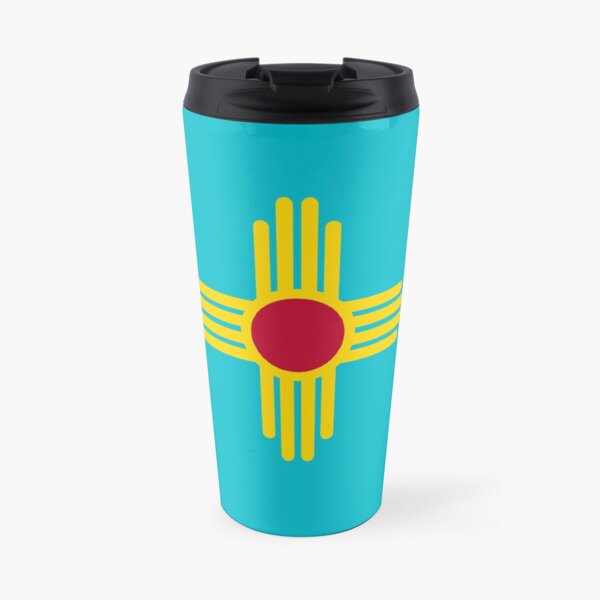 New Mexico Flag in Turquoise Travel Mug
