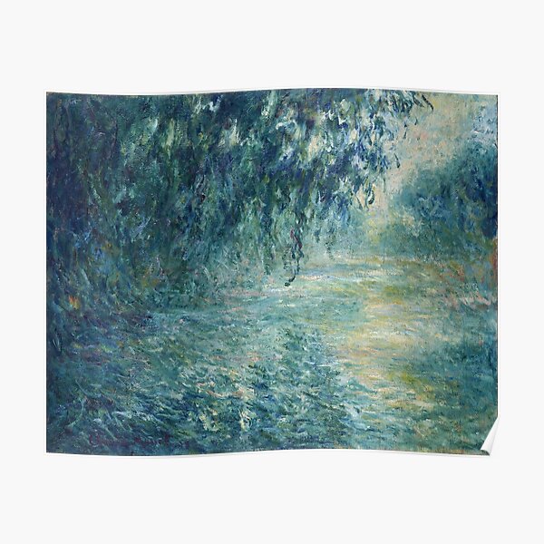 Claude Monet - Misty Morning on the Seine in Blue Poster