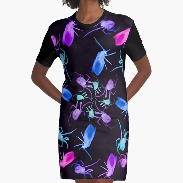 Spider Moth Flower 1 Graphic T-Shirt Dress