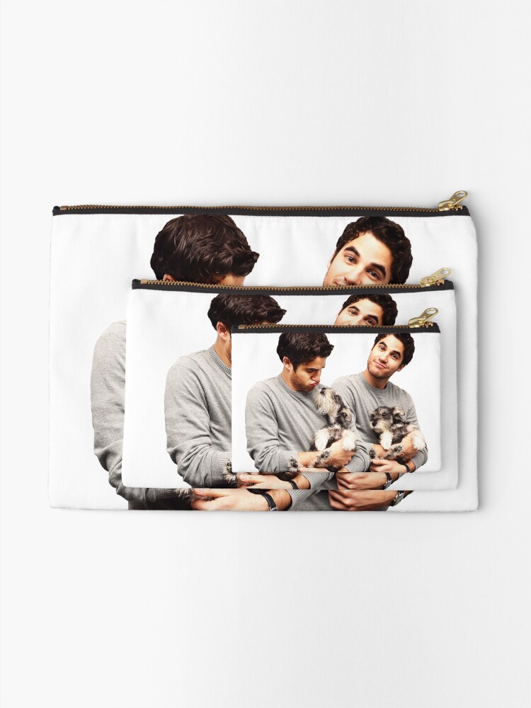Thumbnail 2 of 4, Zipper Pouch, Darren Criss holding a puppy designed and sold by tatmaslany.