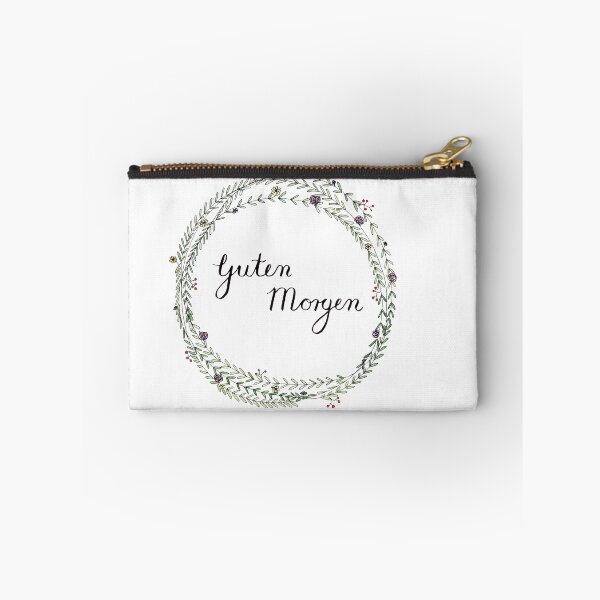 Item preview, Guten Morgen German Brush Script with Flower Wreath designed and sold by Sandra Connelly.