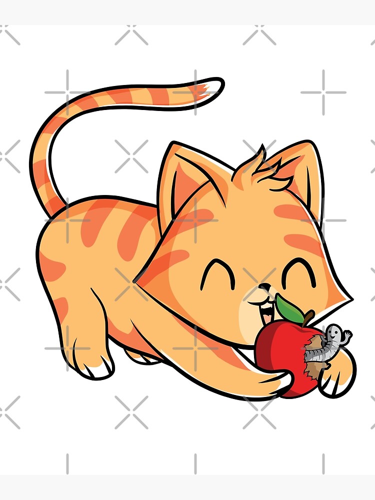 un gato manzana  Kawaii cat, Kawaii chibi, Animal clipart