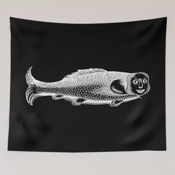 Item preview, Human Fish Drawing (Black) Antique Fine Art Illustration  designed and sold by freshlypeeled.