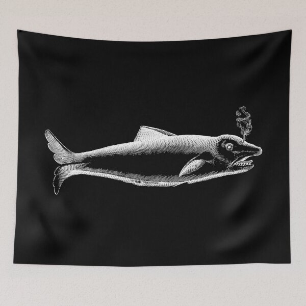 Item preview, Breathing Fish Drawing (Black) Antique Fine Art Illustration  designed and sold by freshlypeeled.