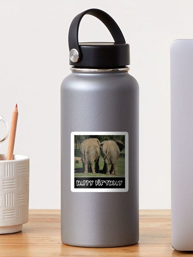 I LOVE ELEPHANTS - HAPPY BIRTHDAY- FUNNY ELEPHANT PHOTO MEME DESIGN FOR  ELEPHANT LOVERS 