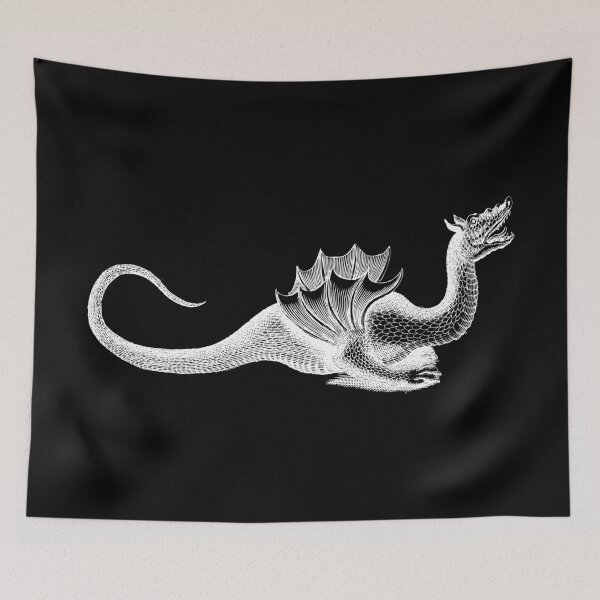 Item preview, Nordic Dragon Drawing (Black) Antique Fine Art Illustration  designed and sold by freshlypeeled.