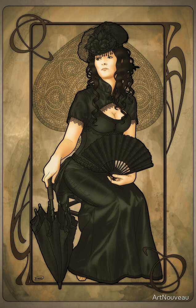 Poker Art Nouveau: 'Queen of Spades' by ArtNouveau