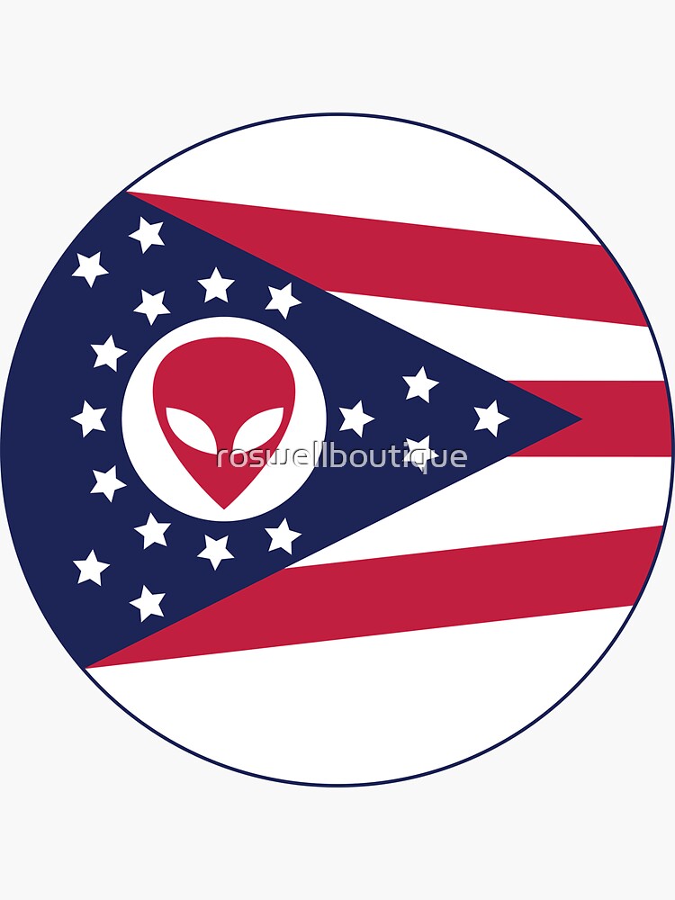 Thumbnail 3 of 3, Sticker, UFO OHIO designed and sold by roswellboutique.