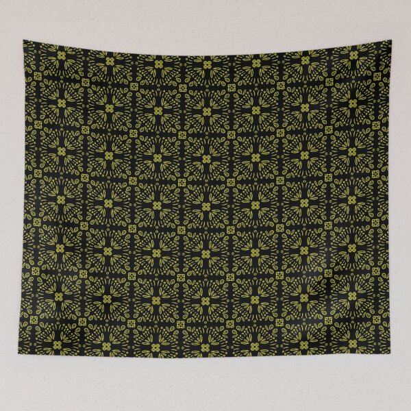 Item preview, Floral Square Motif - Yellow On Black designed and sold by Blenderbeetle.