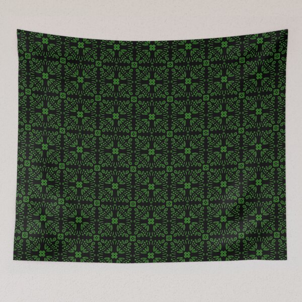 Item preview, Floral Square Motif - Green On Black designed and sold by Blenderbeetle.