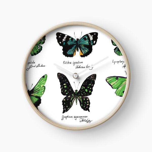 Green butterflies Clock