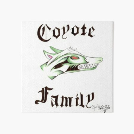 Coyote Family Green Art Board Print