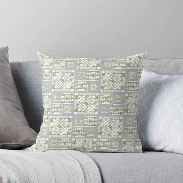 Item preview, Mosaic Pattern 3. mint, green, gold, grey, cubes, decor, art, Redbubble. designed and sold by PrintedDreams.
