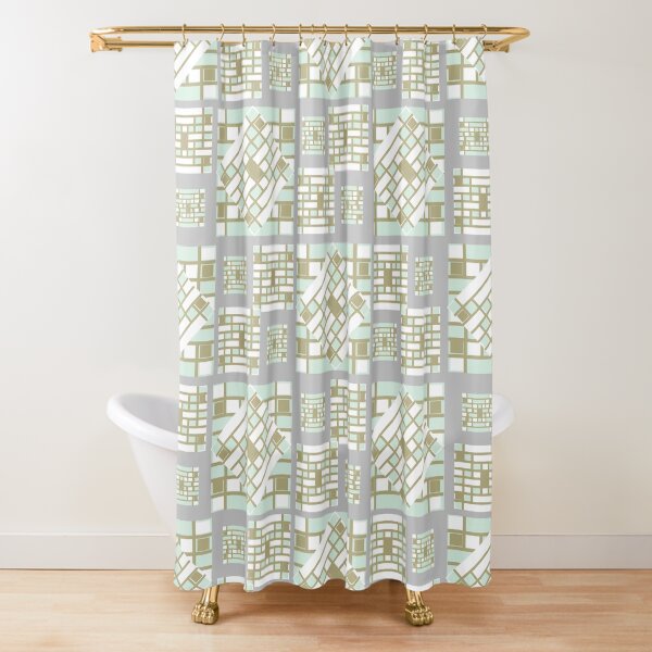 "Mosaic Pattern 3. mint, green, gold, grey, cubes, decor, art