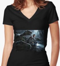 Jurassic World Women's Fitted V-Neck T-Shirt