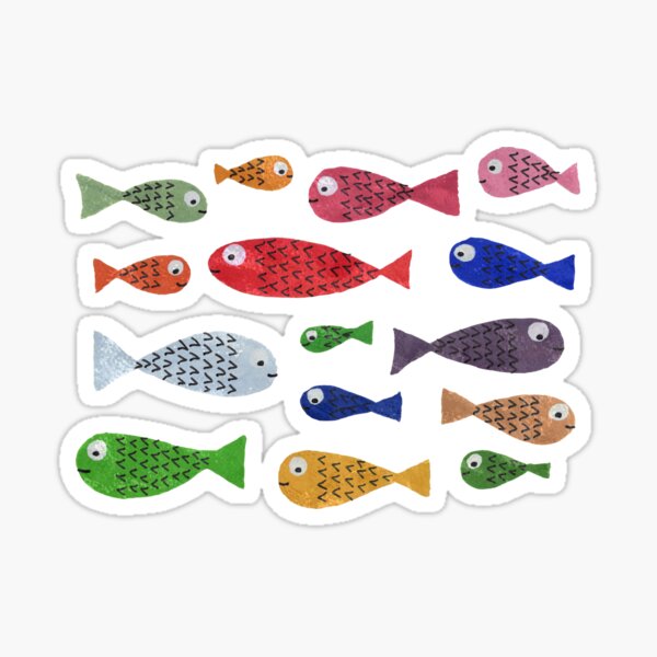 Happy textured fishes Sticker