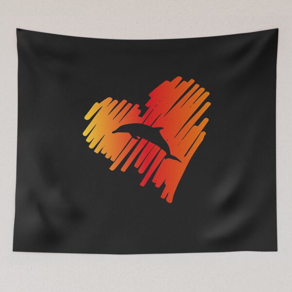 Artikelvorschau, Delfin springend im Herz Bild Silhouette Liebe entworfen und verkauft von dm4design.