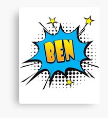 Comic book speech bubble font first name Ben Canvas Print