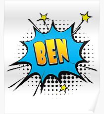 Comic book speech bubble font first name Ben Poster