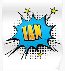 Comic book speech bubble font first name Ian Poster