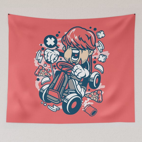 Artikelvorschau, Zeichentrickfigur eines Go-Kart-Rennfahrers – Liebhaber von Gokarts, spüren Sie die Geschwindigkeit! entworfen und verkauft von Nickelparis.