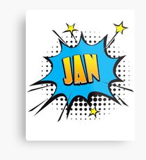 Comic book speech bubble font first name Jan Metal Print