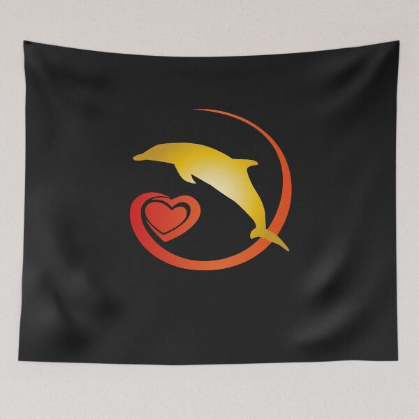Artikelvorschau, Delfin springt über Herz Bild Silhouette Liebe entworfen und verkauft von dm4design.