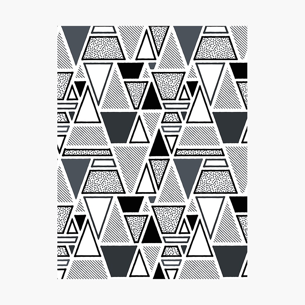 Hourglass - Geometric Sketch Pattern (Black and White)